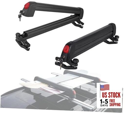 Ski and Snowboard Roof Racks, Ski Roof Racks with Anti-Theft Lock Racks Black