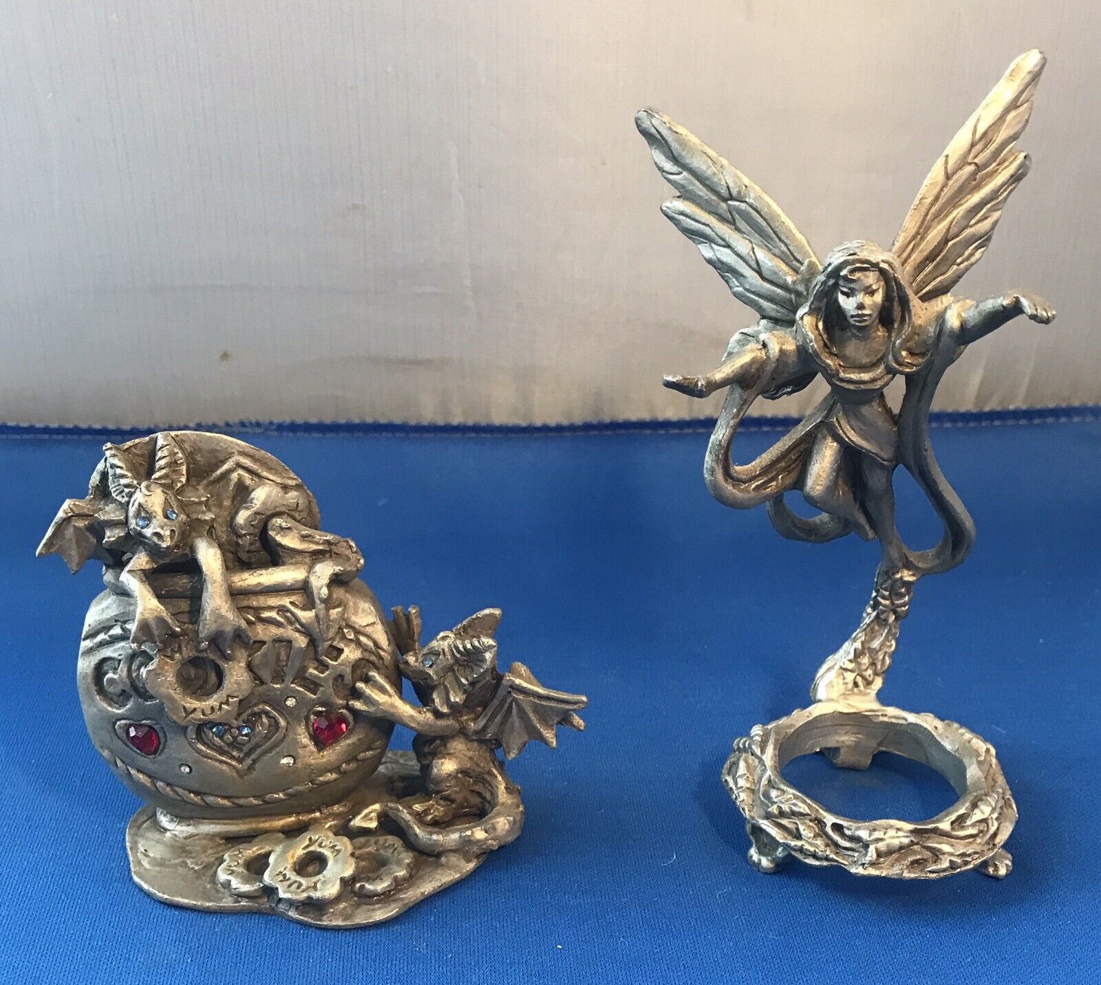 sunglo pewter figurines Fairy Angel display & dragons with cookies