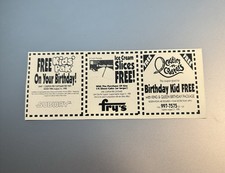 Vintage 1998 Coupon Lot North Star Fry’s Vanilla Slices Castle N Coasters Subway