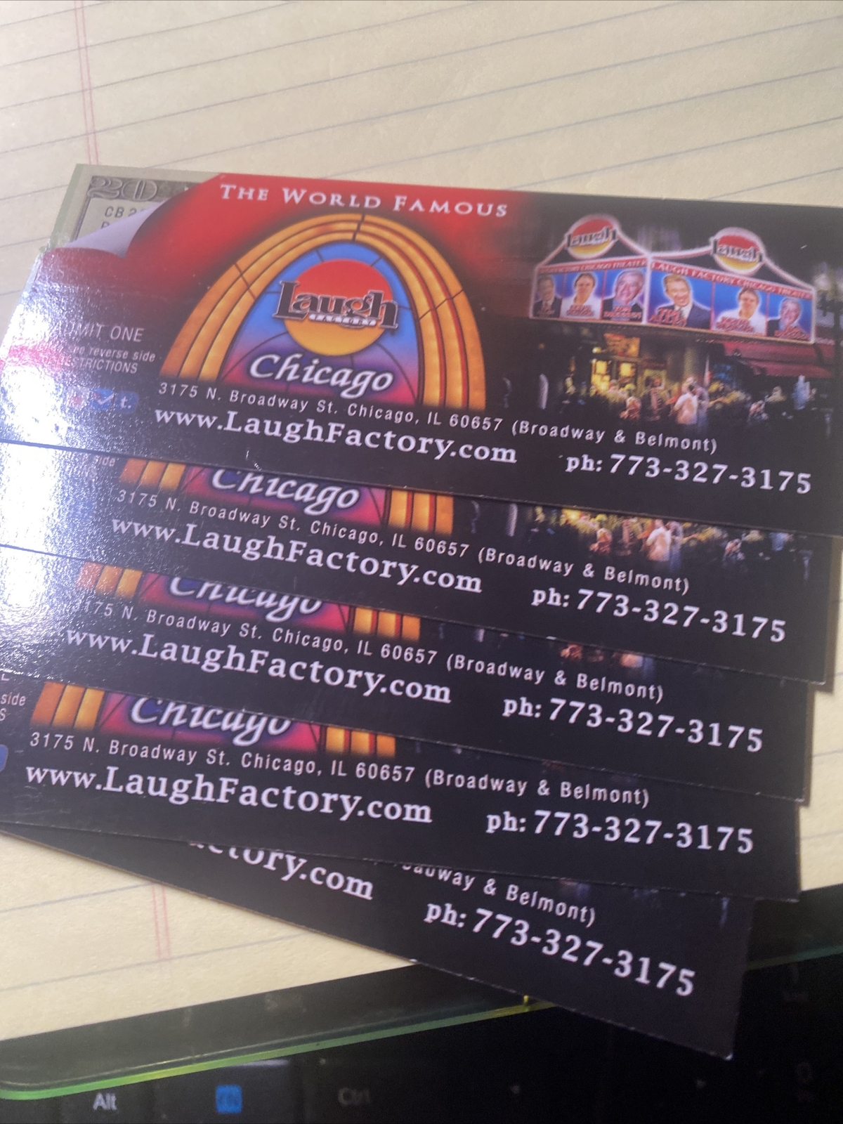 Lot Of 5 Tickets To Chicago Laugh Factory 