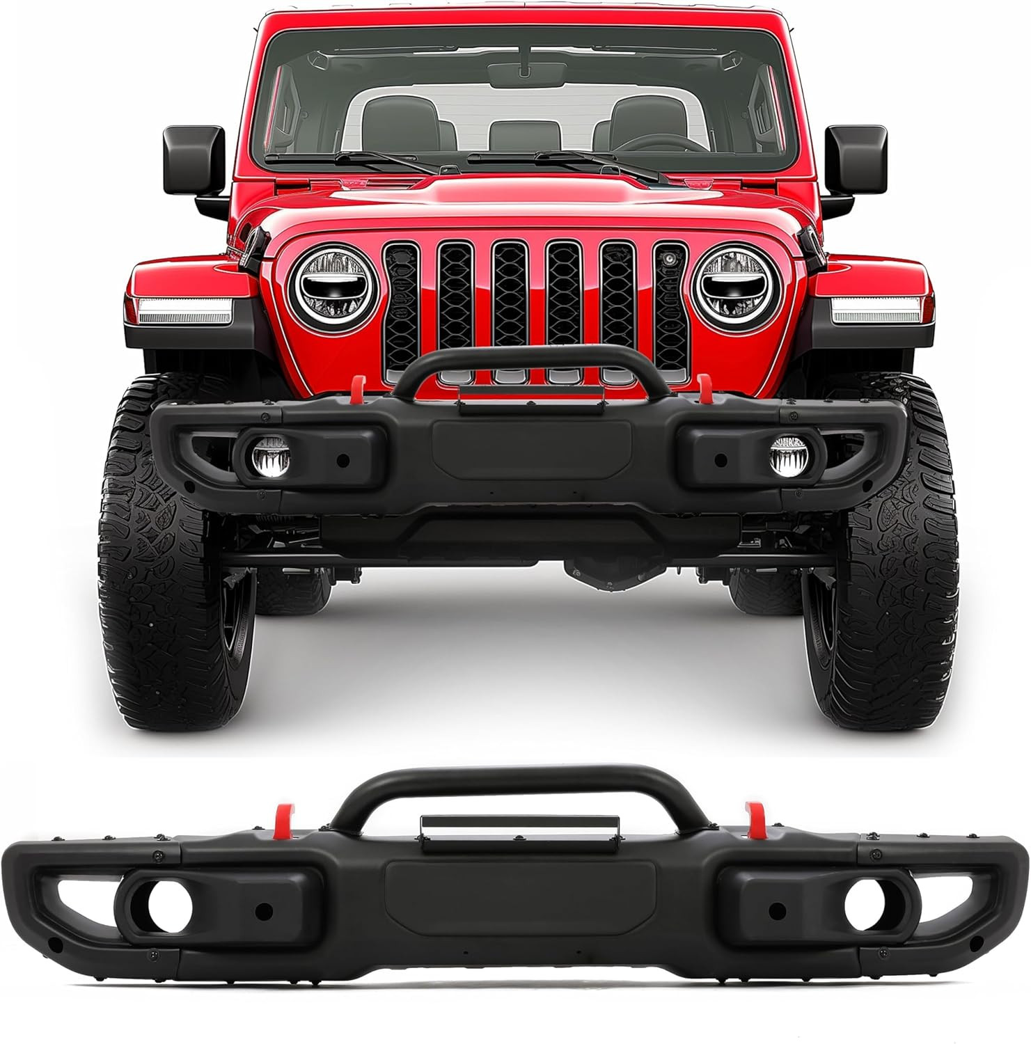 Front Bumper Compatible with 2018-2025 Jeep Wrangler JL 2020-2025 Jeep Gladiator