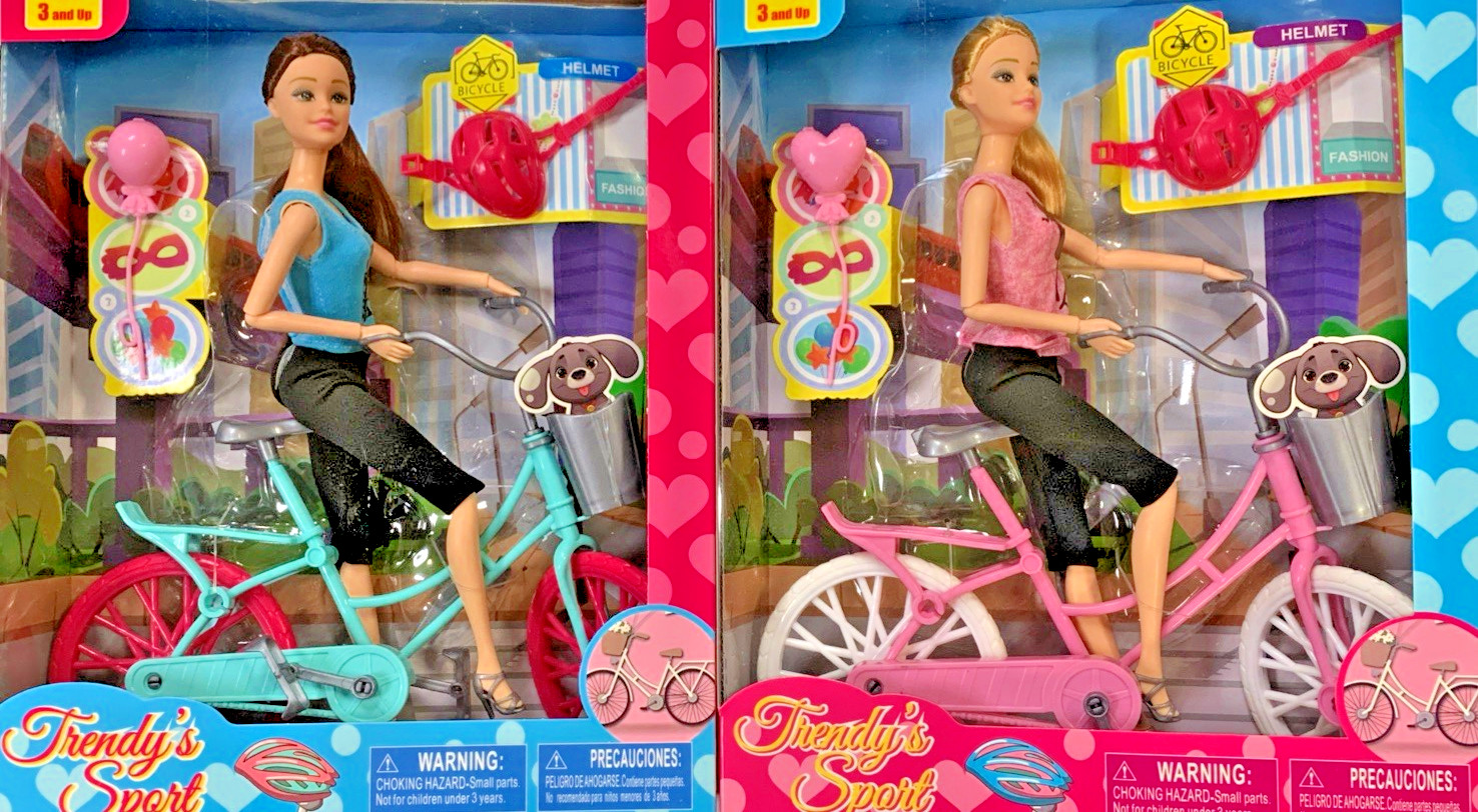 11" Doll w/ Bicycle Helmet Basket 8PC Set Toy Girls Kids Birthday Gift - 2 Pack