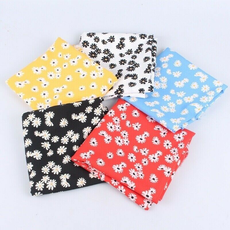 Daisy Chiffon Fabric Tulle Voile Floral Print Dress Sewing Material Cloth Crafts