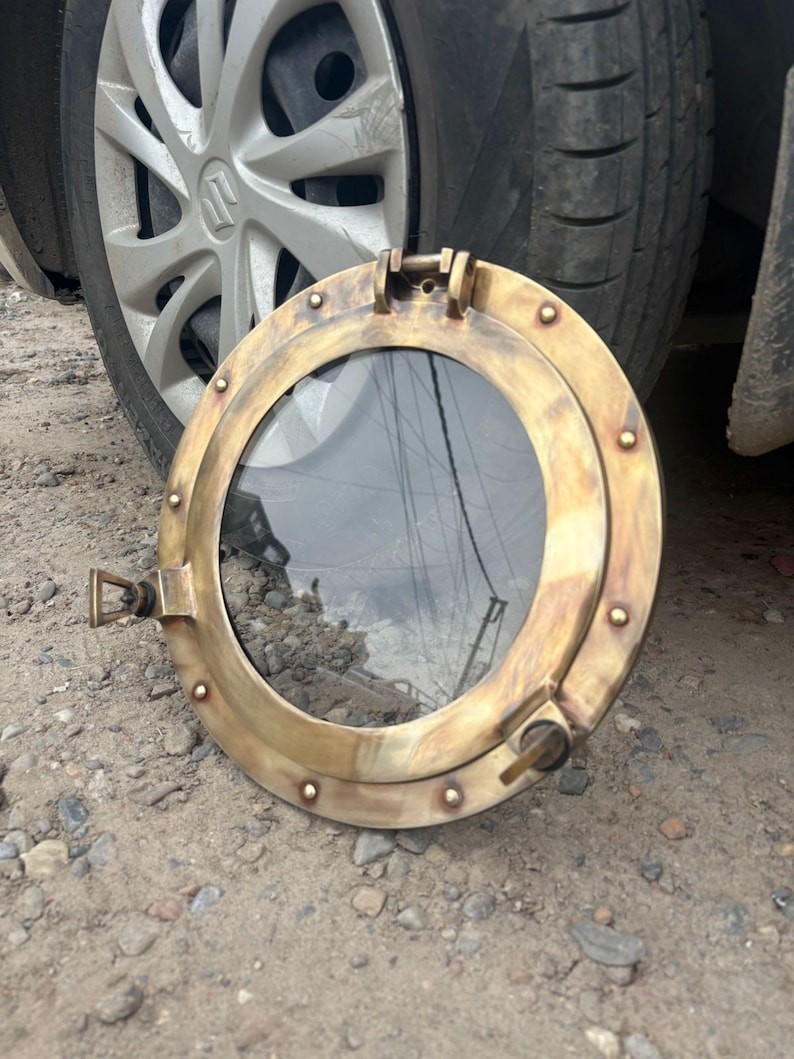 Nautical Brass Antique Porthole 15 inch Maritime Ship Window Wall Home Decor