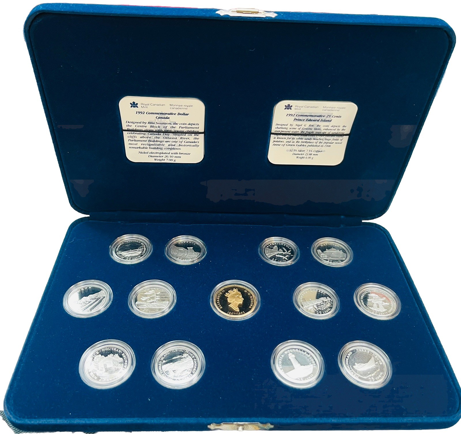 1992 Canada 125th SilverProof 25 Cents Quarter Set w/ Case COAs