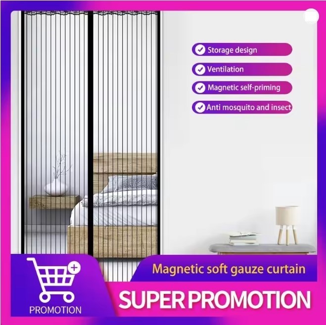 Magnetic Screen Door 100x210cm Mesh Curtain Anti Mosquito Fly Bug Auto Close