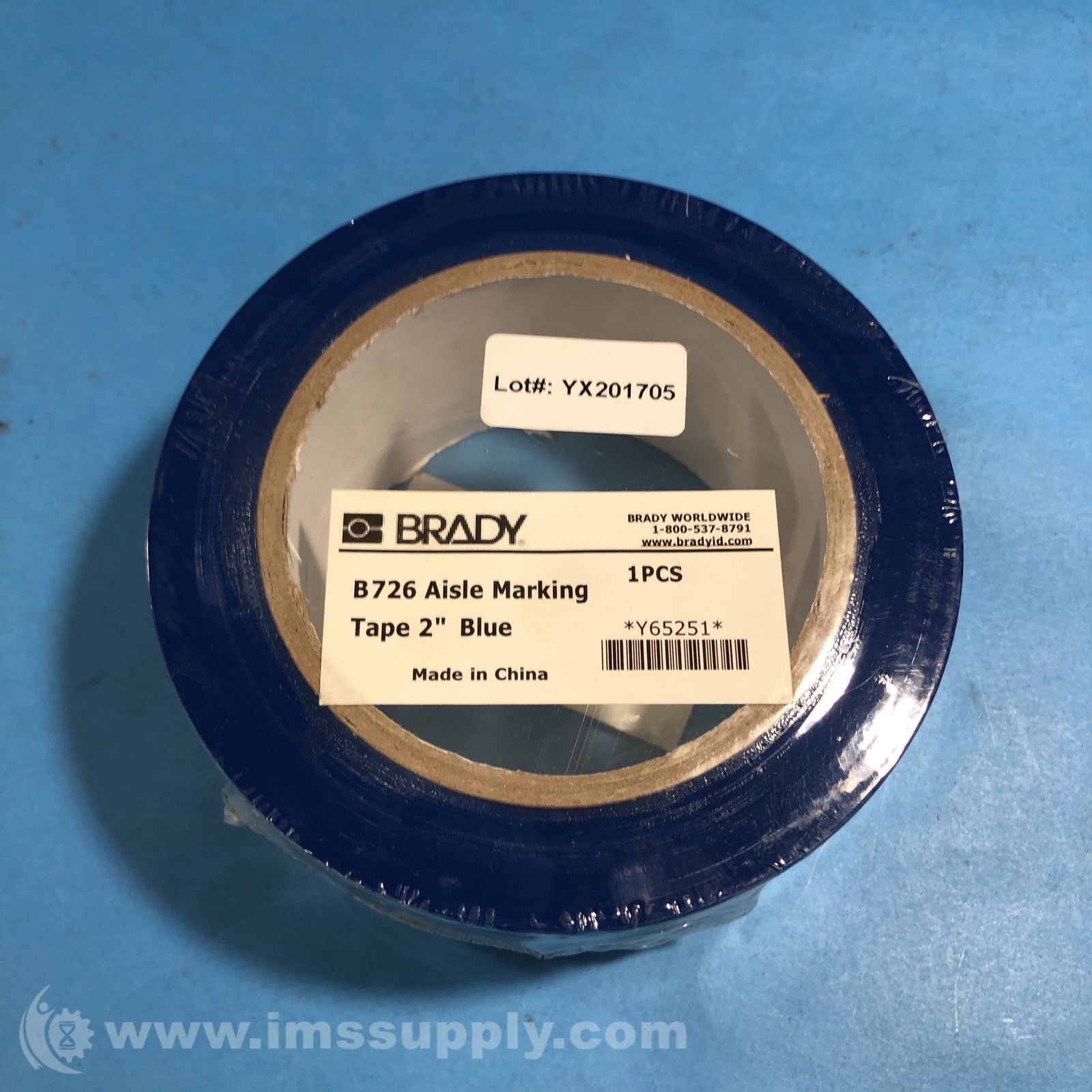 Brady B726 2" ToughStripe Vinyl Aisle Marking Tape Color Blue FNFP