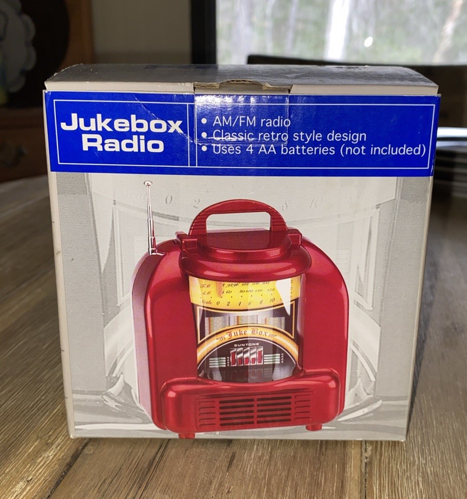 New In Box Miniature Jukebox Radio Suntone AM/FM Classic Retro Style Design
