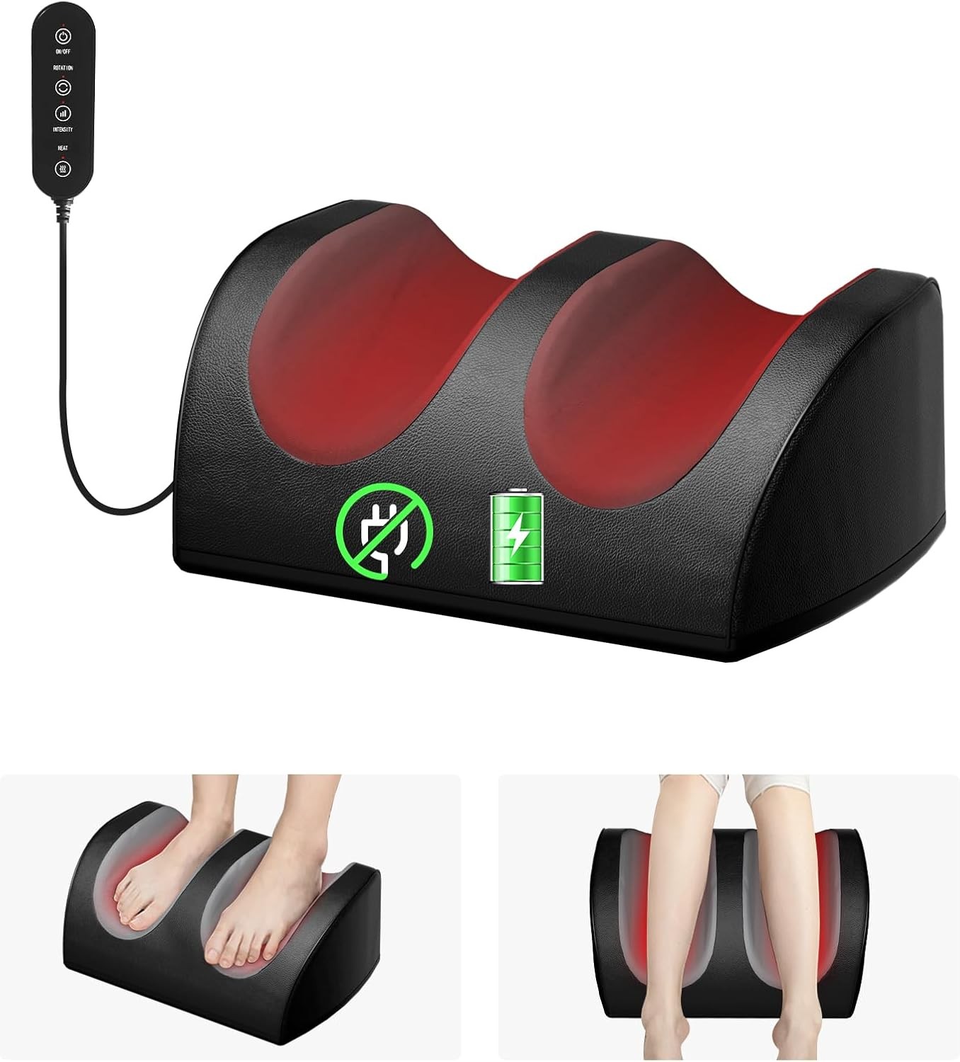 Rechargeable Foot Massager with Heat, Cordless Shiatsu Foot Massager