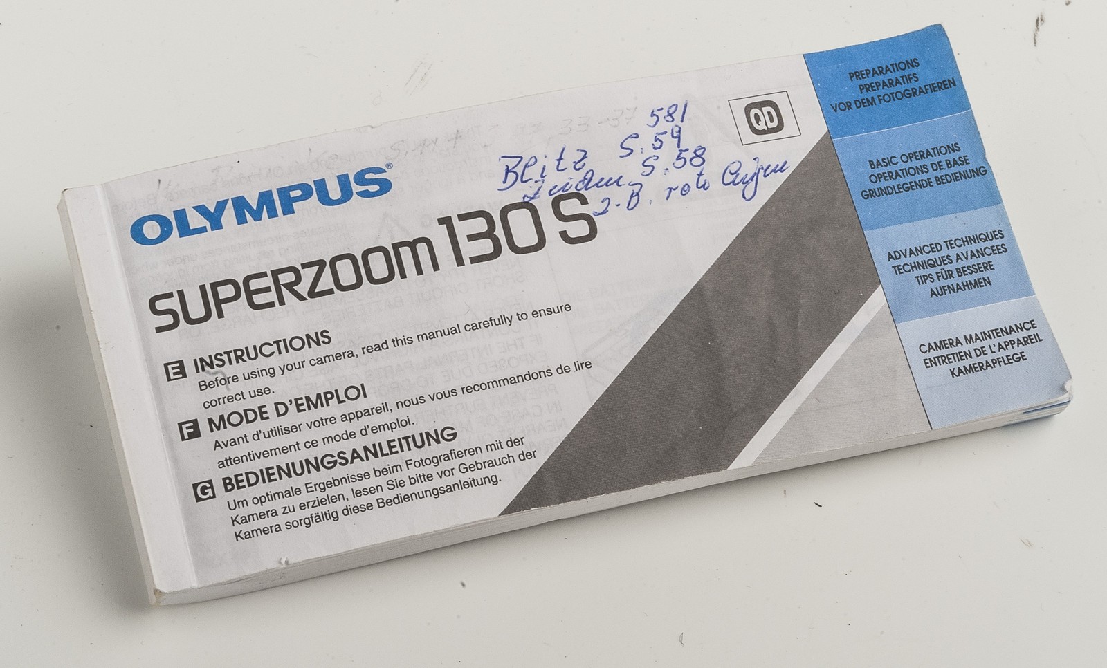 Manual Instructions for Use Instruction for Olympus Superzoom 130S