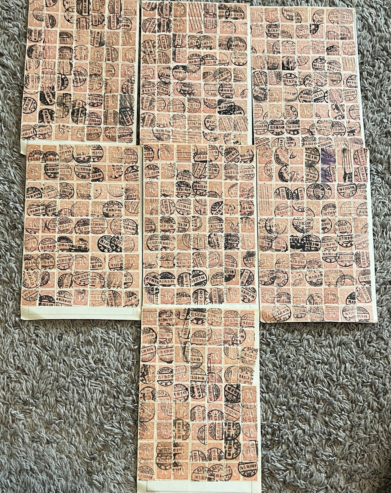 OUTSTANDING ORANGE GERMANY 30pf DIENSTMARKE USED STAMPS HOARDER LOT WORLD WAR I