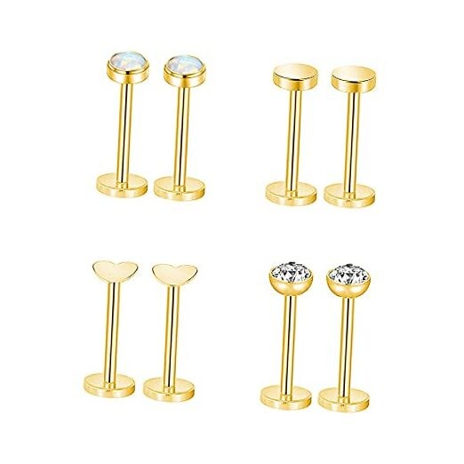  16G 316L Stainless Steel Labret Monroe Lip Ring Studs Cartilage A6,8mm(18G)