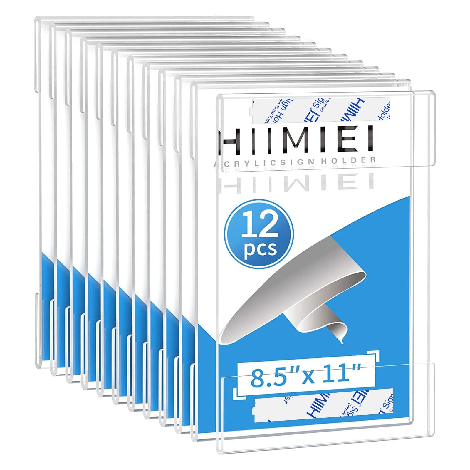 HIIMIEI 12 Pack Clear Acrylic Wall Mount 8.5x11 Sign Holder, Portrait Door Plexi