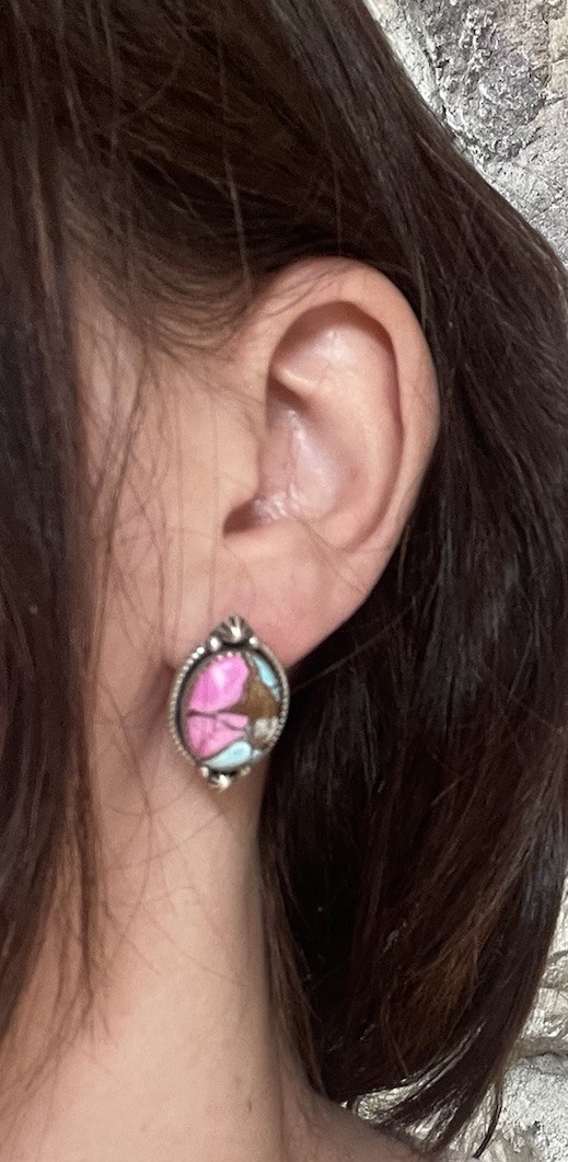 Sterling Silver Turquoise Cotton Candy Stud Earrings Southwestern  Navajo Style