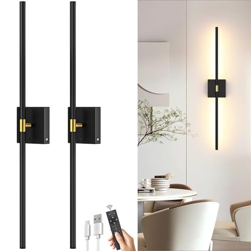  Battery Operated Wall Sconce Set of 2: Set of 2 Wall Sconces Black