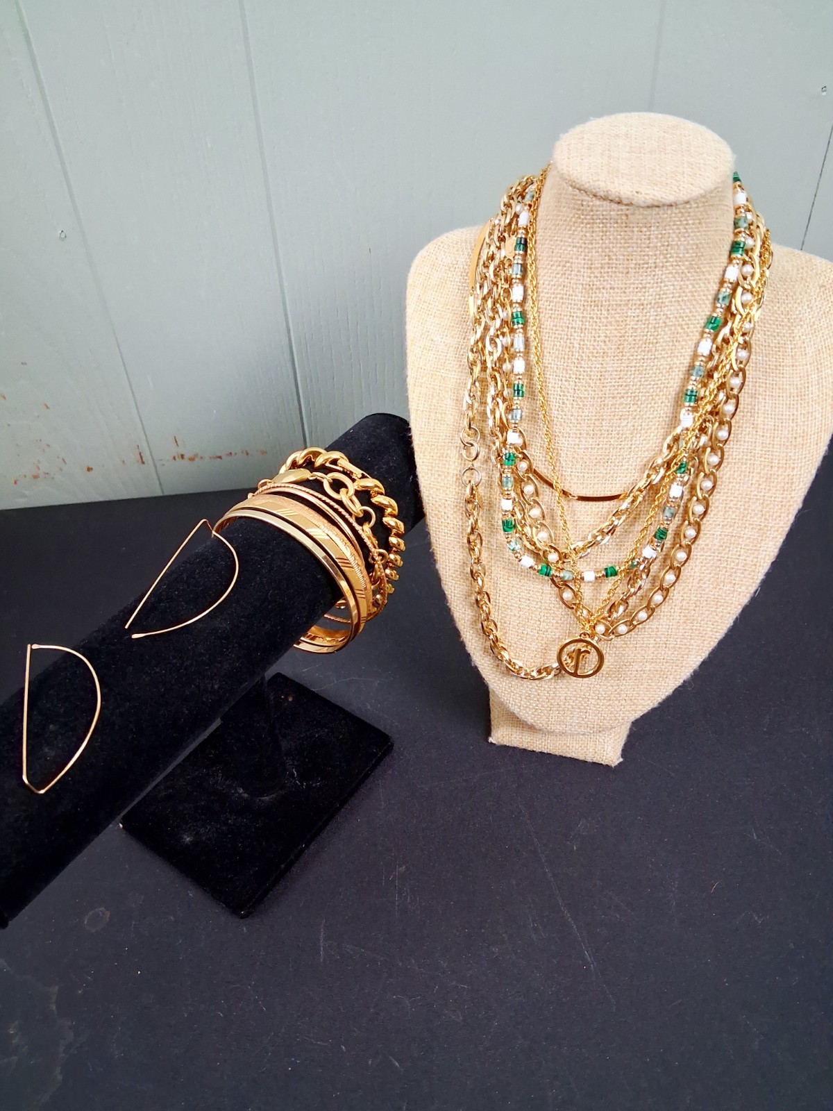 Gold Tone Costume Jewelry Lot Necklaces Bracelet Joan Rivers Monet Serefina 13pc