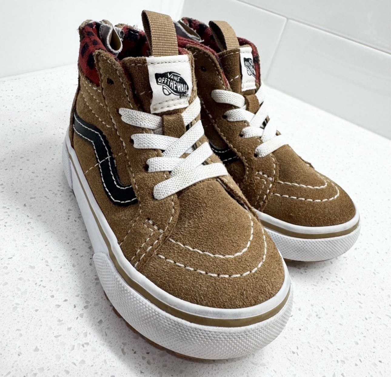 VANS Sk8-Hi Zip MTE Plaid Brown Suede Hi-Top Sneakers Toddler Size 6.5