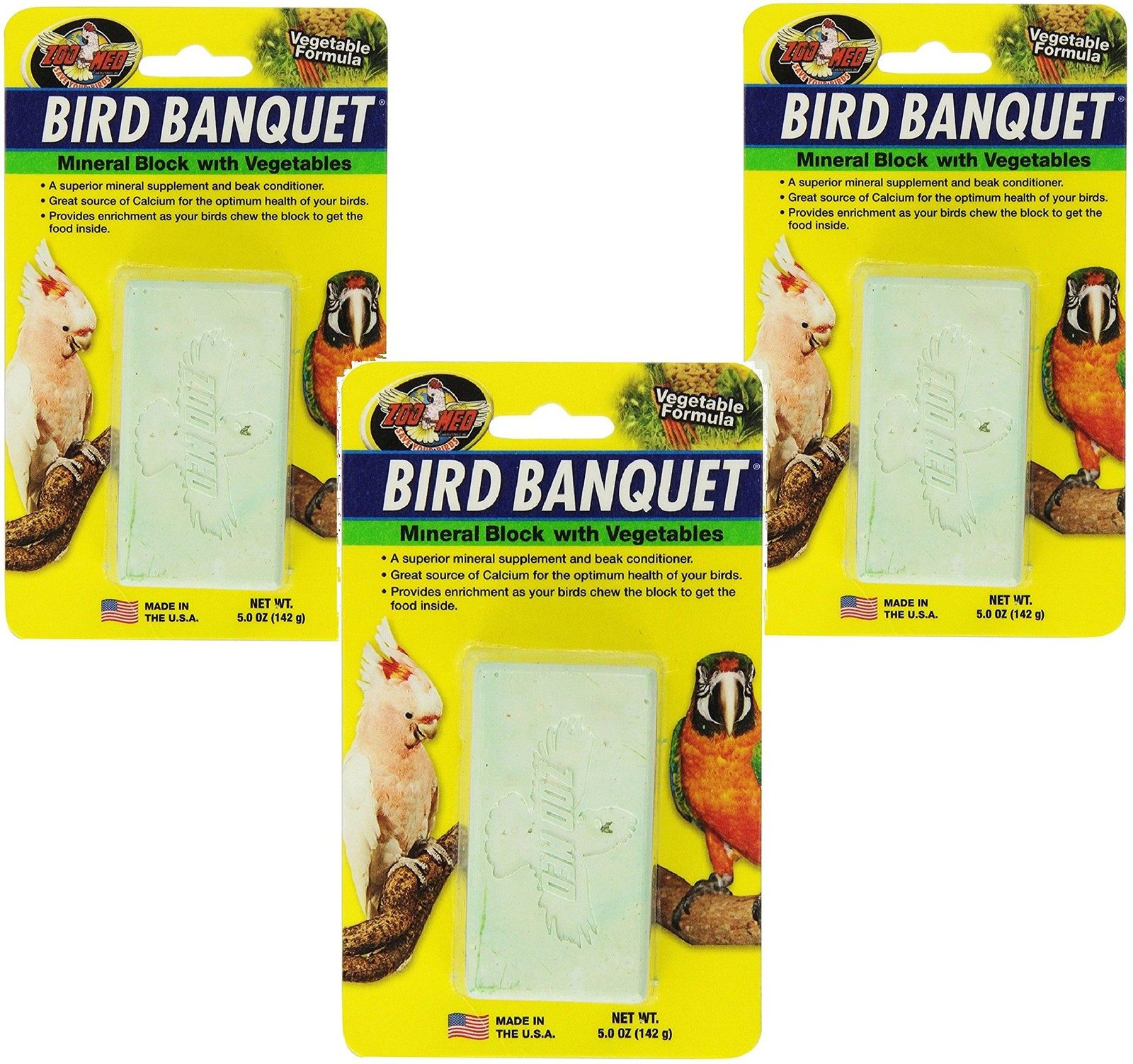 Zoo Med (3 Pack) Mineral Block with Vegetables Bird 1 Count (Pack of 3) 