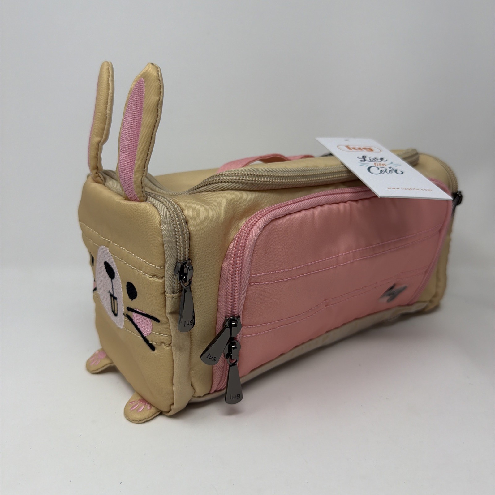 Lug Trolley Friends Bunny Travel Cosmetic Toiletry Organizer Bag Pink Cream NWT