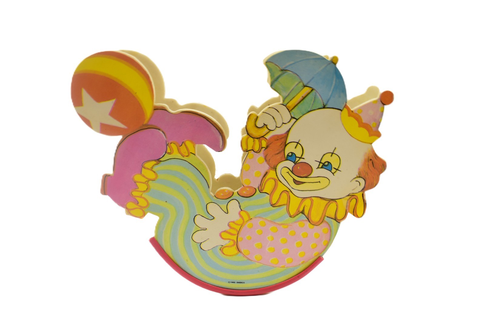 1982 Enesco Rocking Musical Clown Balancing Ball E-8070 Plays Candy Man