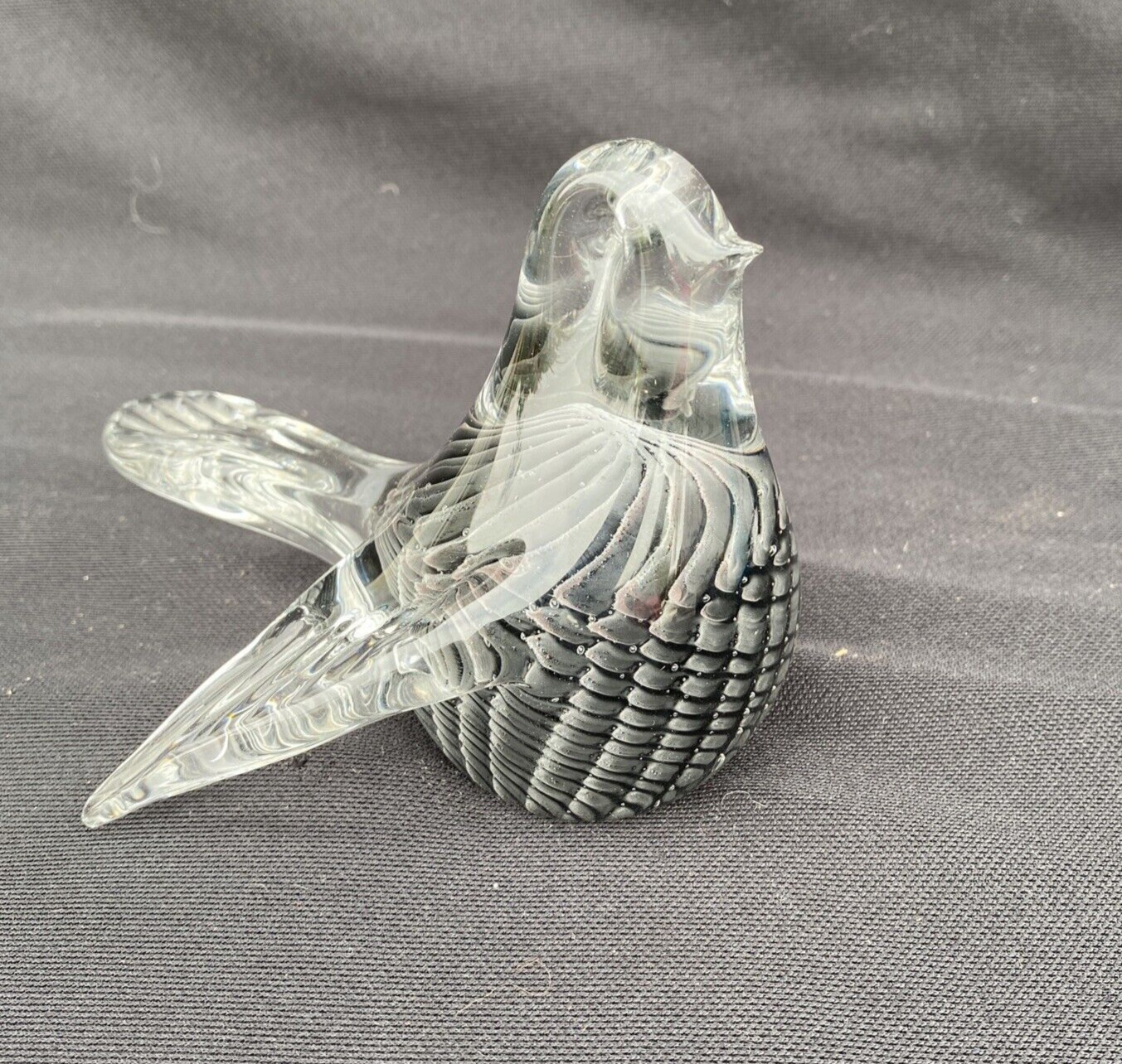 Glass DOVE Hand Cooler Signed Crystal Paperweight Figurine Konstglas Ronneby