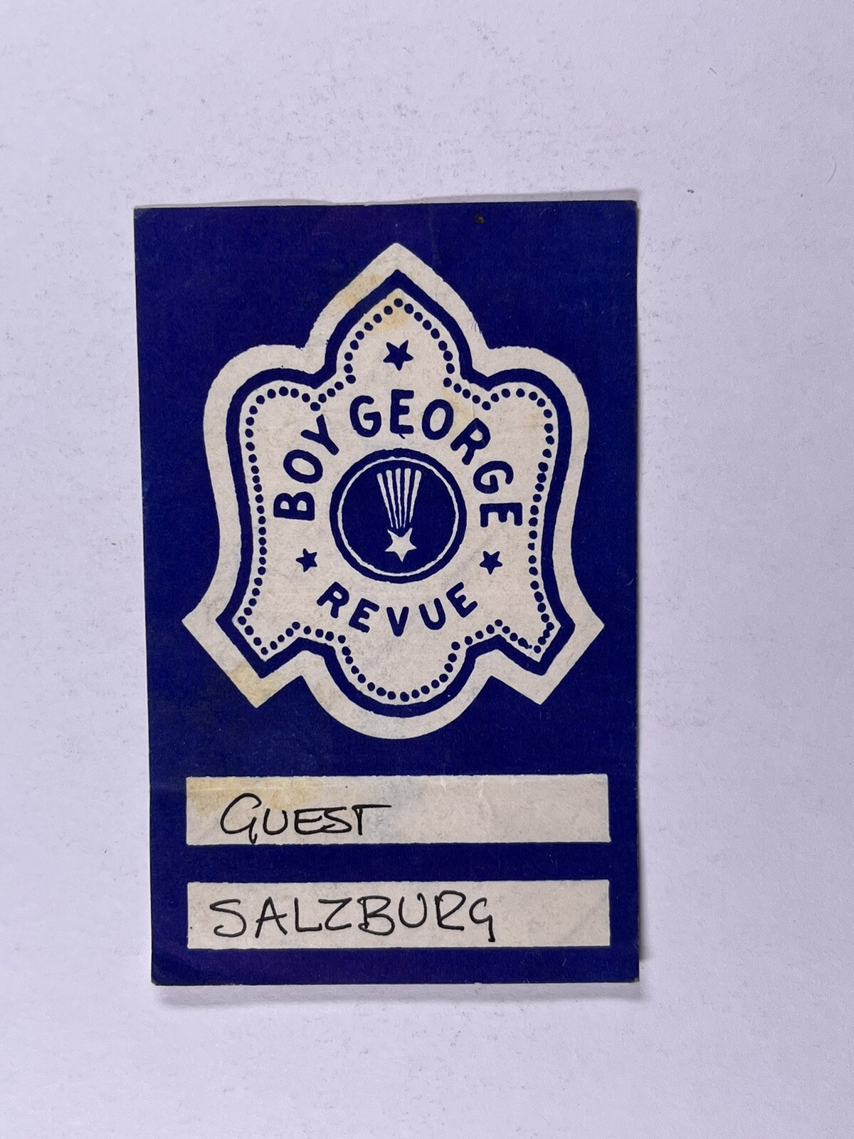 Boy George Revue Guest Pass Ticket Original Vintage Salzburg Germany Circa 1988