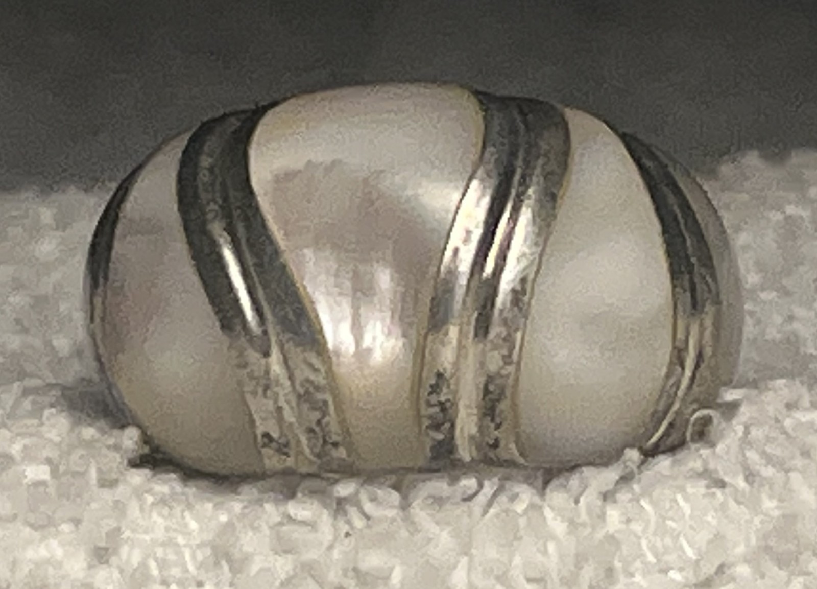 Collins Fine Jewelry CFJ Sterling Silver MOP Dome Ring Size 6.5