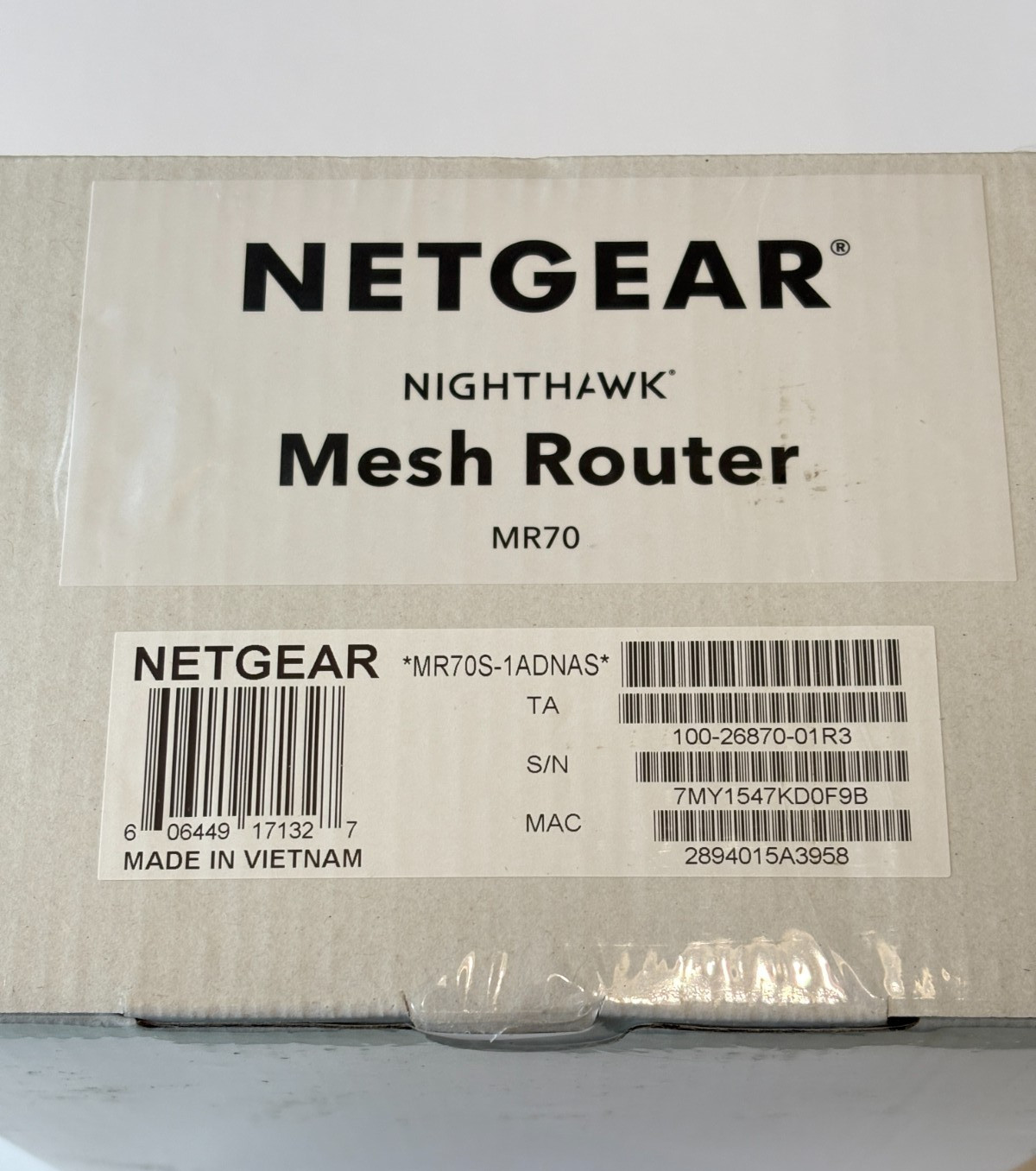 New Netgear MR70S-1ADNAS Nighthawk Mesh Router Wi-Fi 6 802.11ax 600 Mbps 1 GE