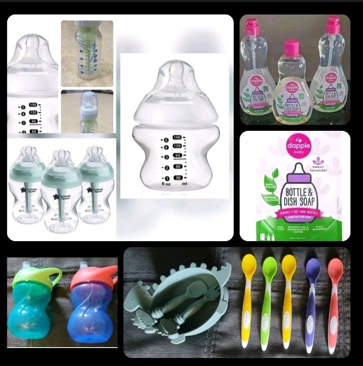 *Lot Of 22* Baby Items! Bottles, Bowl, Spoons, Dapple Dish & Bottle Soaps, Cups