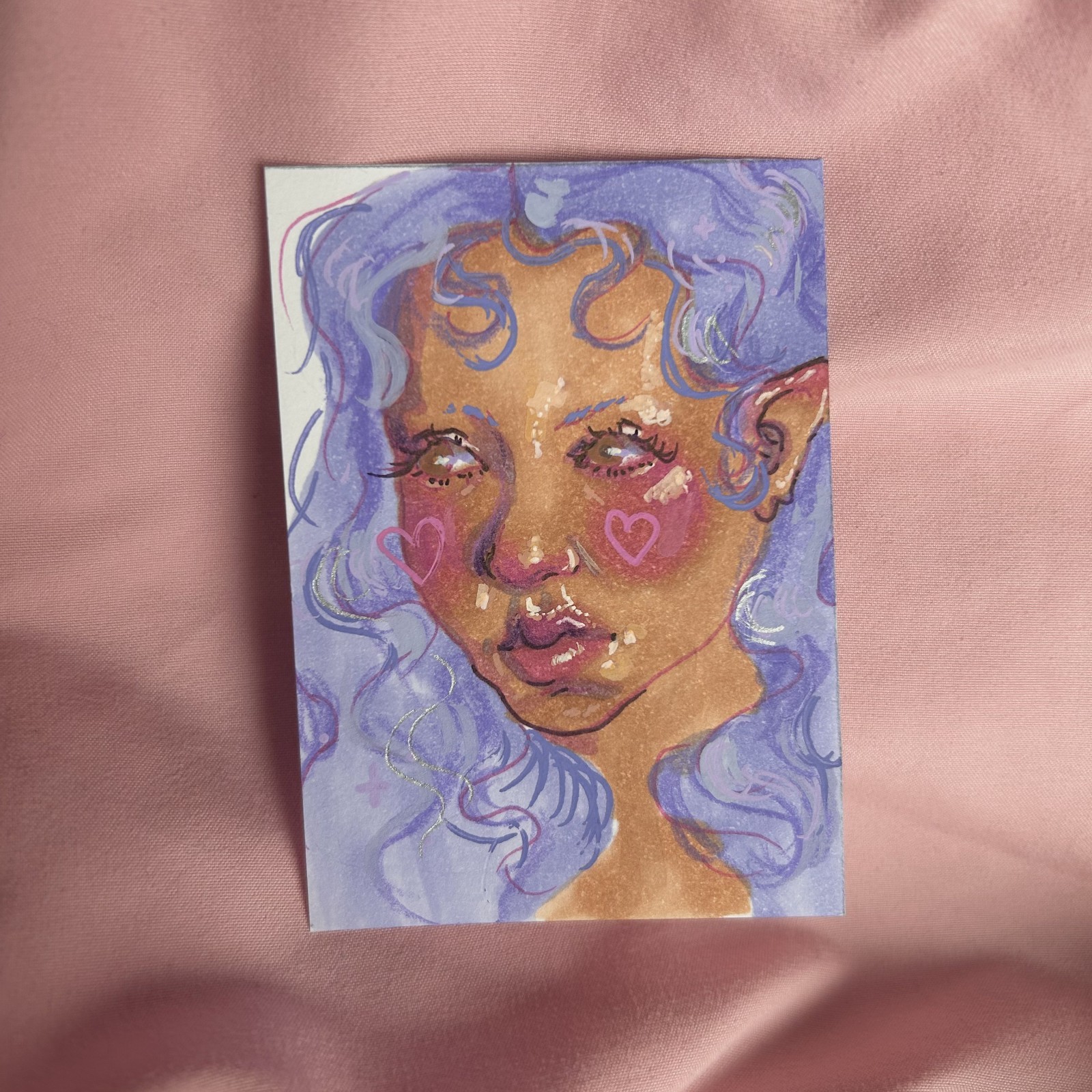 Original ACEO art card - fantasy portrait, elf/fairy by Sunny.Dana