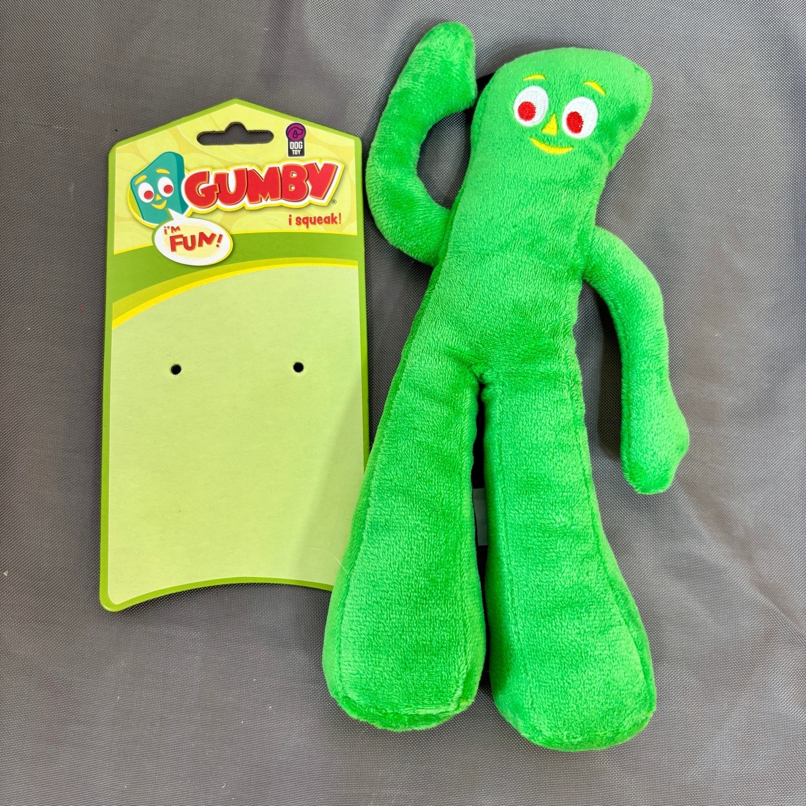 Multipet Green Gumby Plush Dog Toy Squeaks Medium 9" New