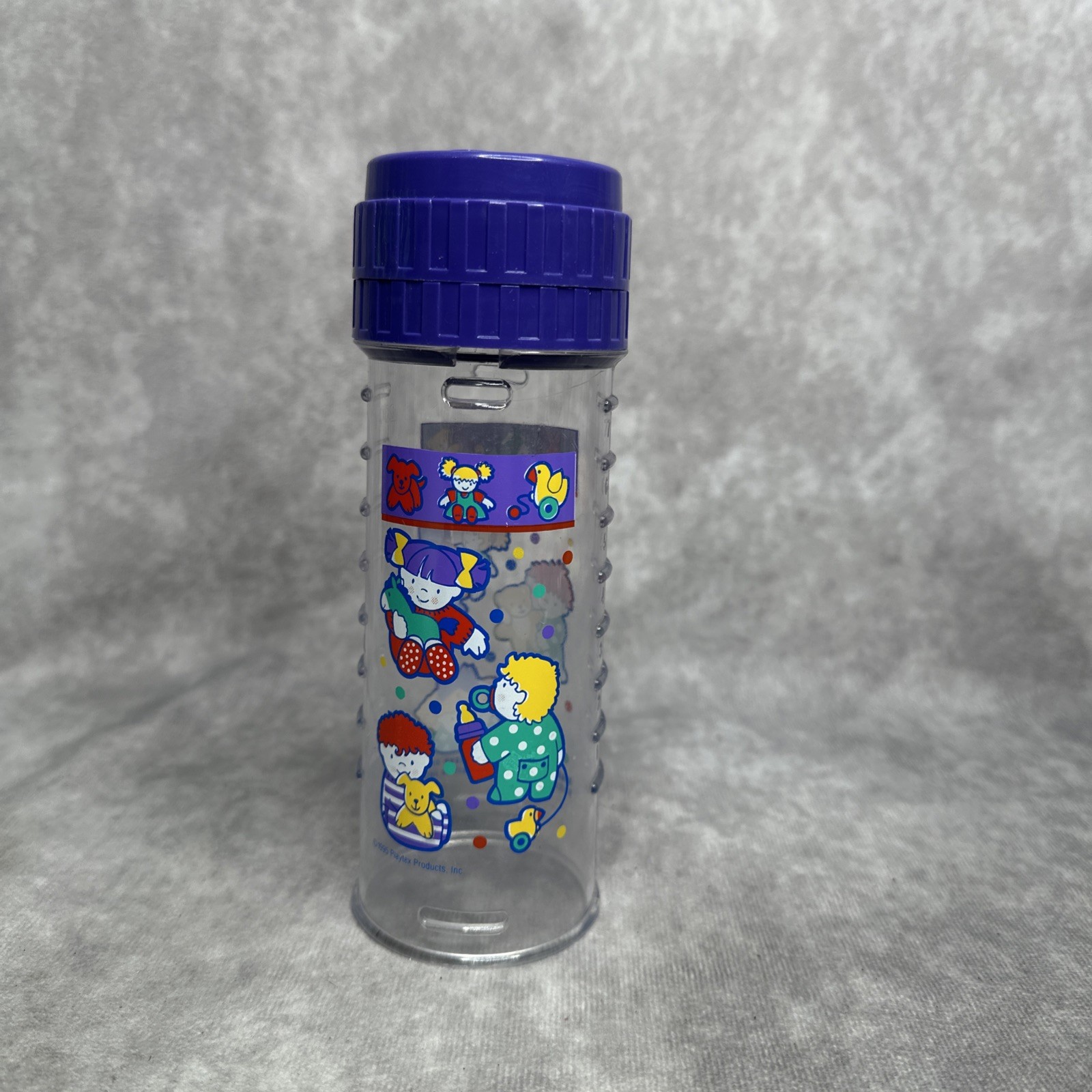 Purple 1995 Playtex Drop In Bottle Baby Scene Puppy 8oz Doll Duck