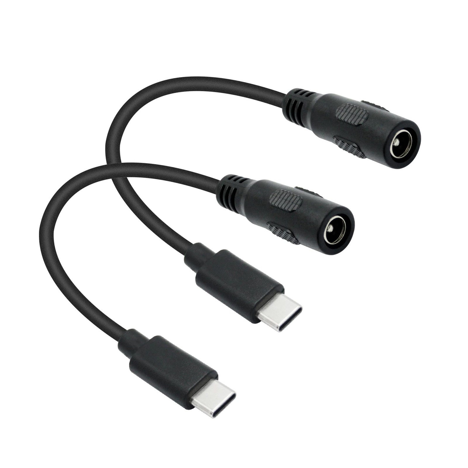 Short DC 5.5mm x 2.1mm to USB C Power Cord 6inch, 5521 Female Black 