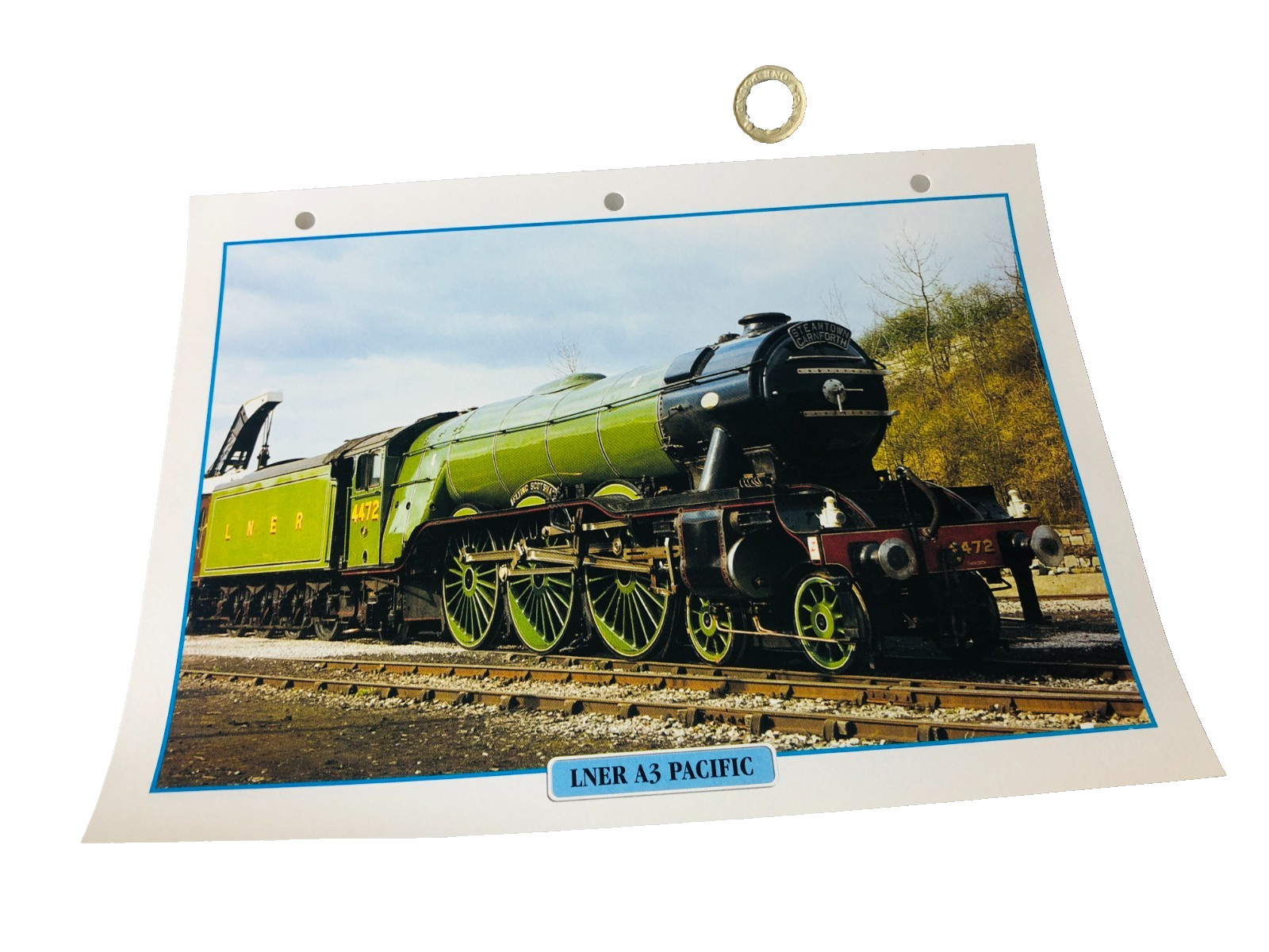 Train Railway LNER A3 Pacific Picture Information Paper Vintage ra