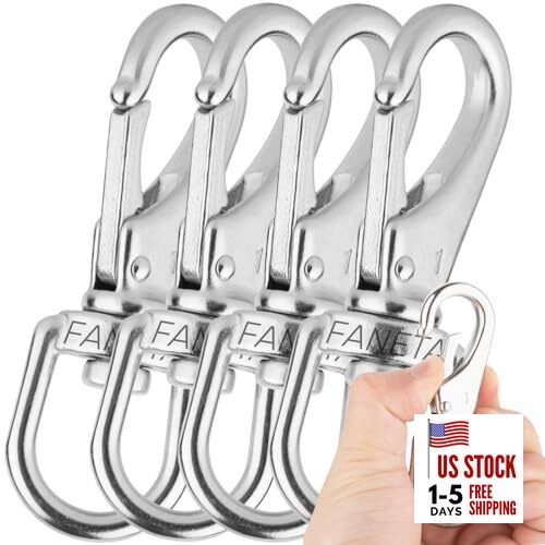 3-1/2'' Stainless Steel Flag Clips Heavy Duty 3/4'' Swivel Eye Snpa Hooks #1 - 