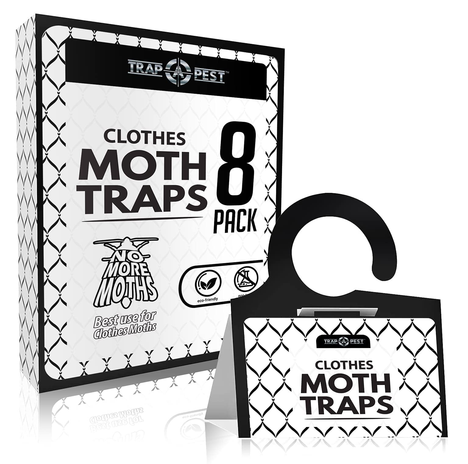 Clothing Moth Traps - 8 Pack - Non Toxic for Clothes 8 Pack, White 