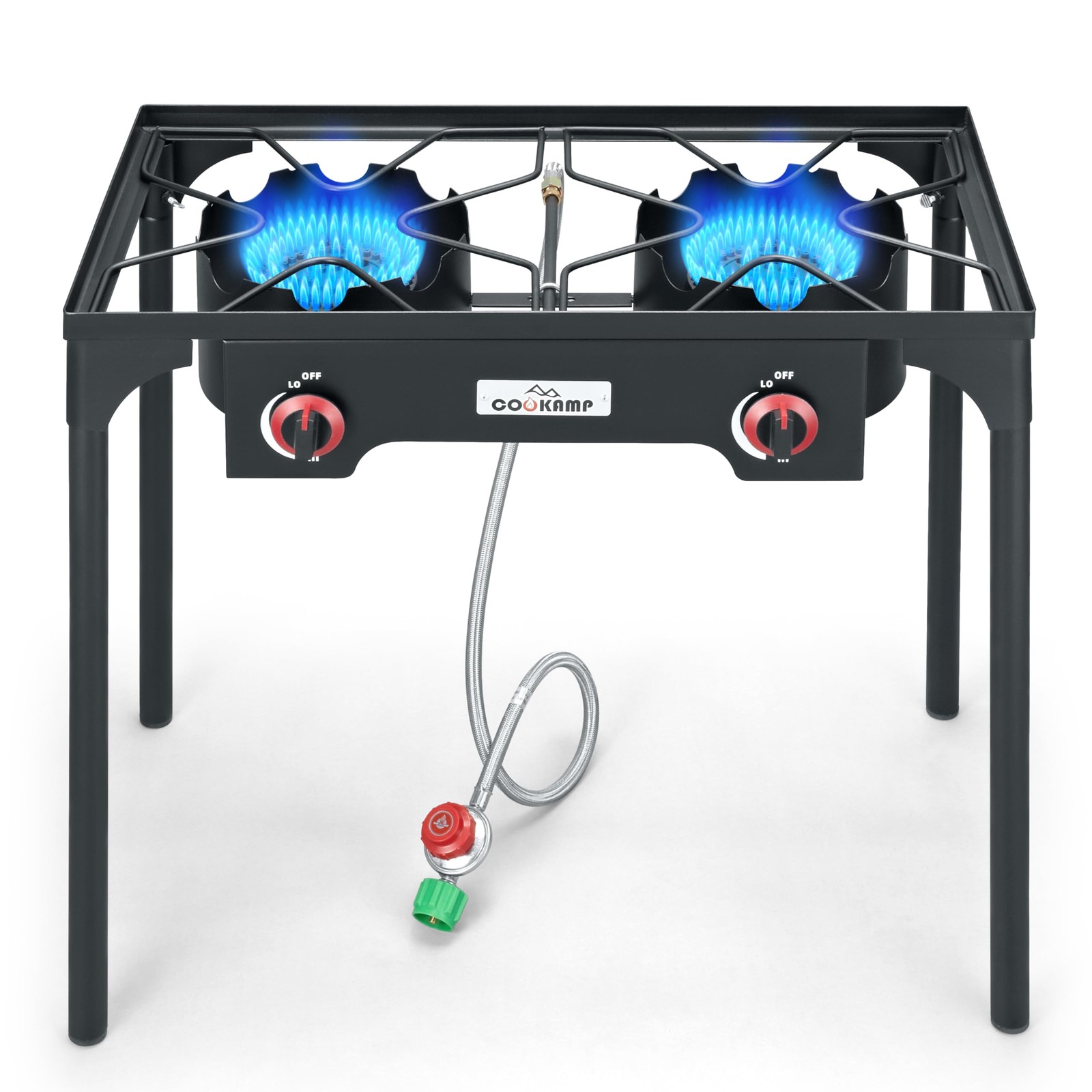 Outdoor Camping Stove 0-20 PSI Adjustable Double Propane Burner COOKAMP High