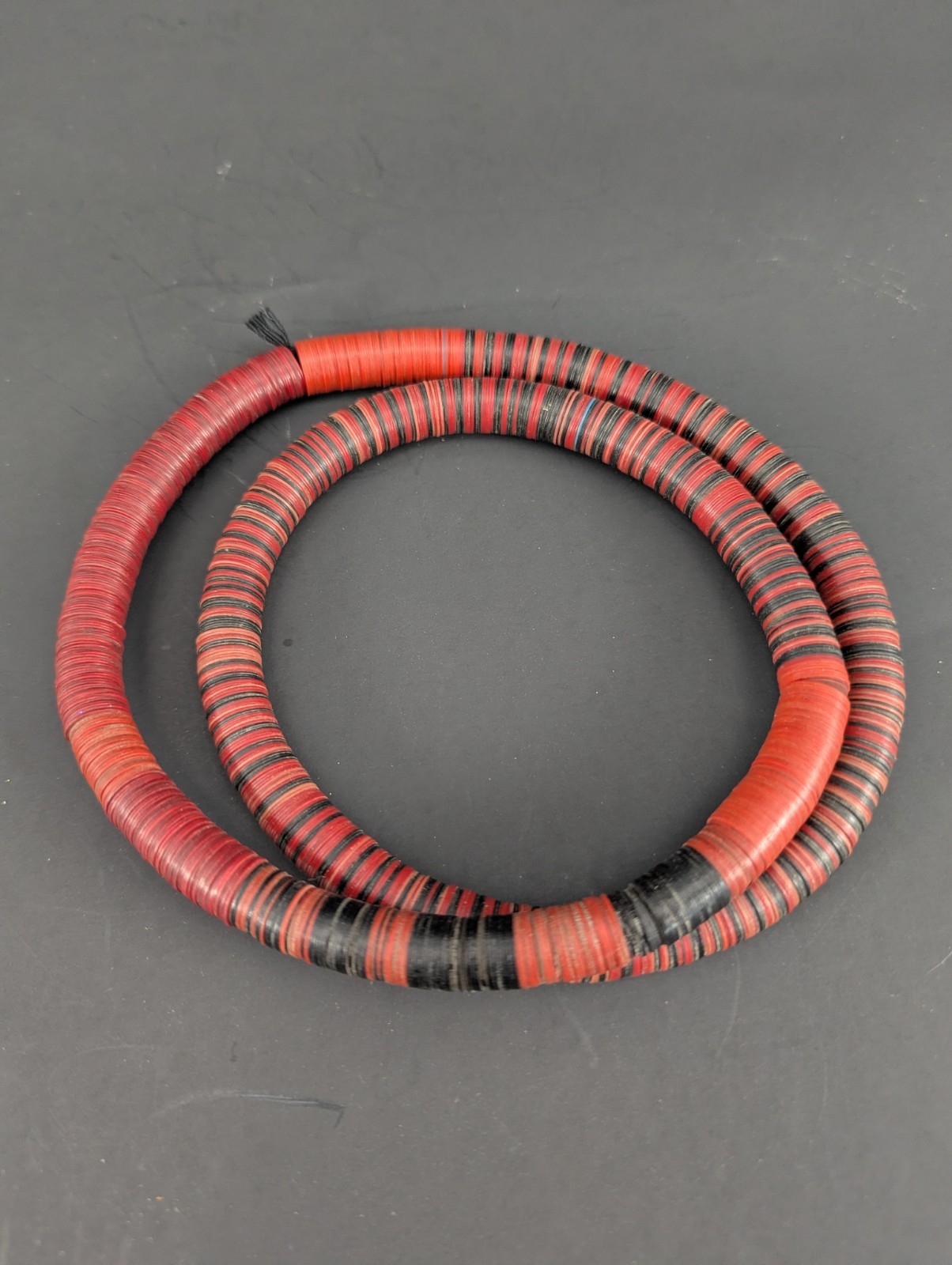 Recycled Vinyl Vintage African Trade Beads  12mm discs, long 30" strand, last 1 