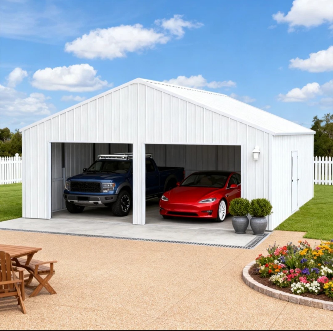23' x 22' Metal Car Garage/Outdoor Storage Shed/Heavy Duty Galvanized Steel