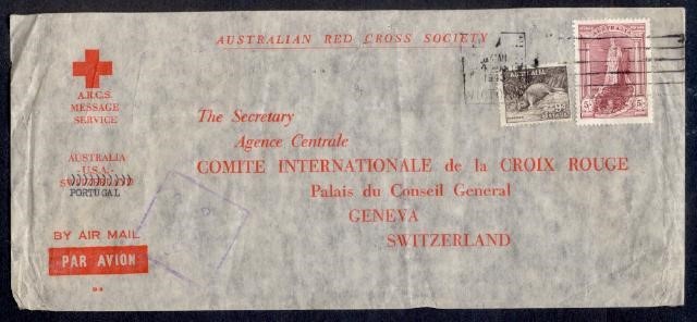 AUSTRALIA 5' ROBES RED CROSS SOC ENV TO SWTZ