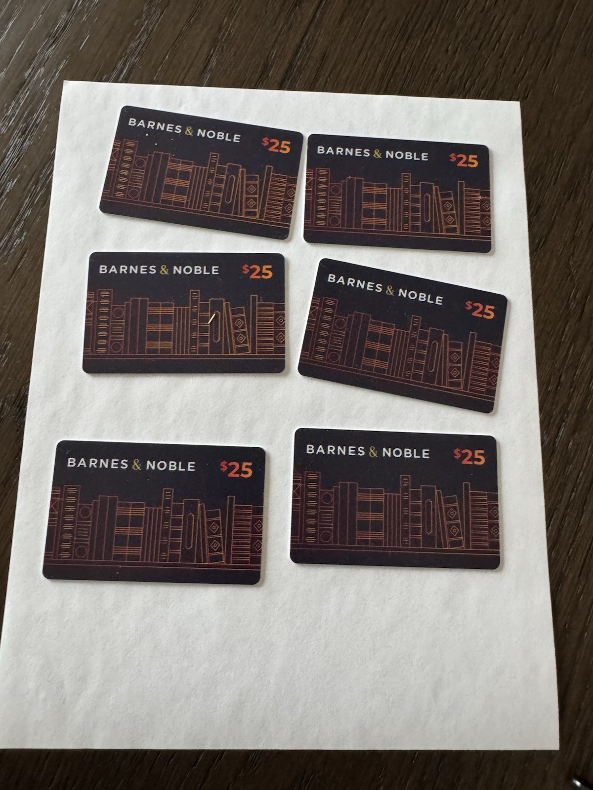 barnes and noble gift card- 6 Cards Worth $150