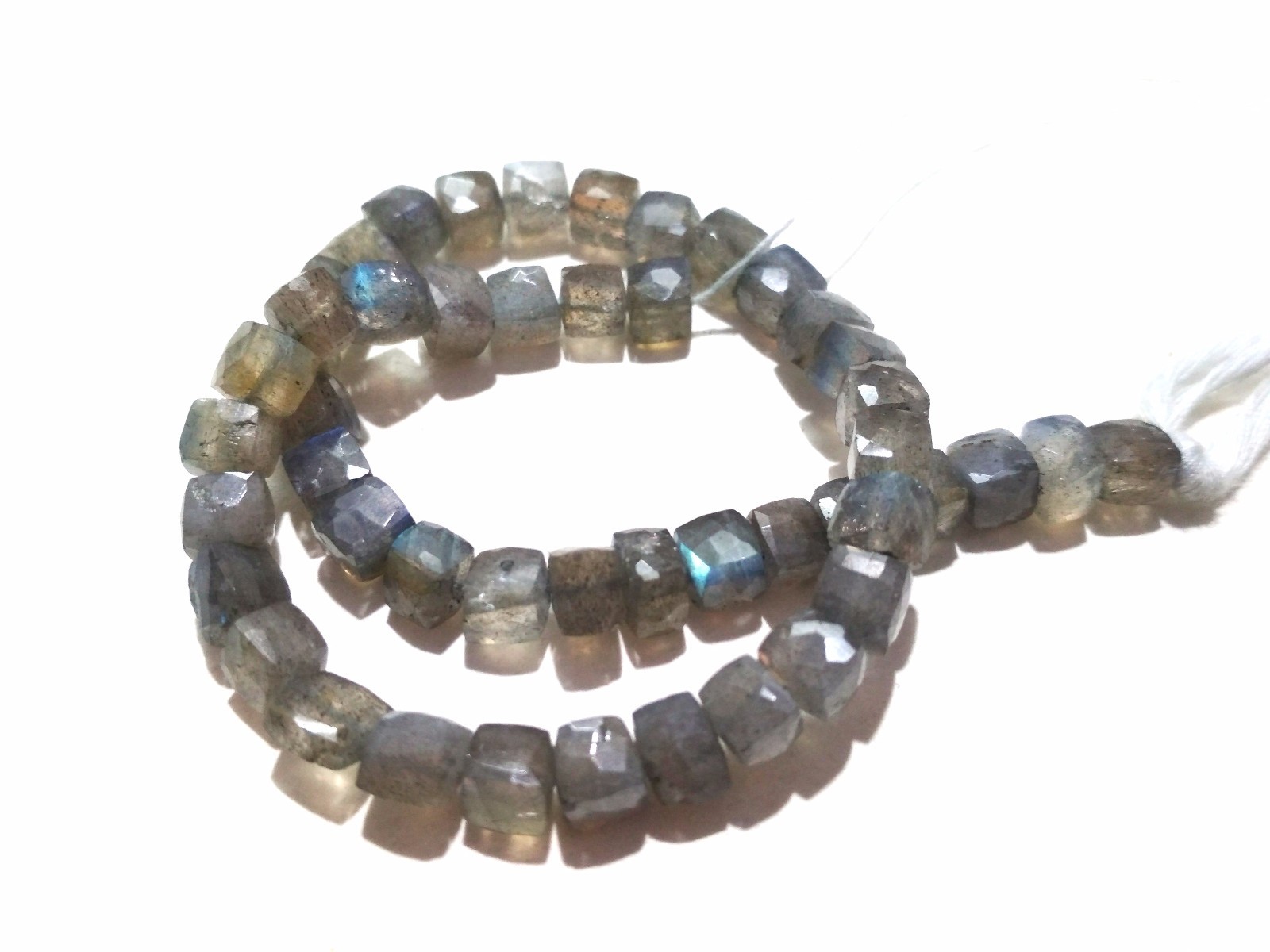 1 Strand Natural Labradorite 3D Cube Box Faceted 6-7mm Gemstone Beads 7"inch