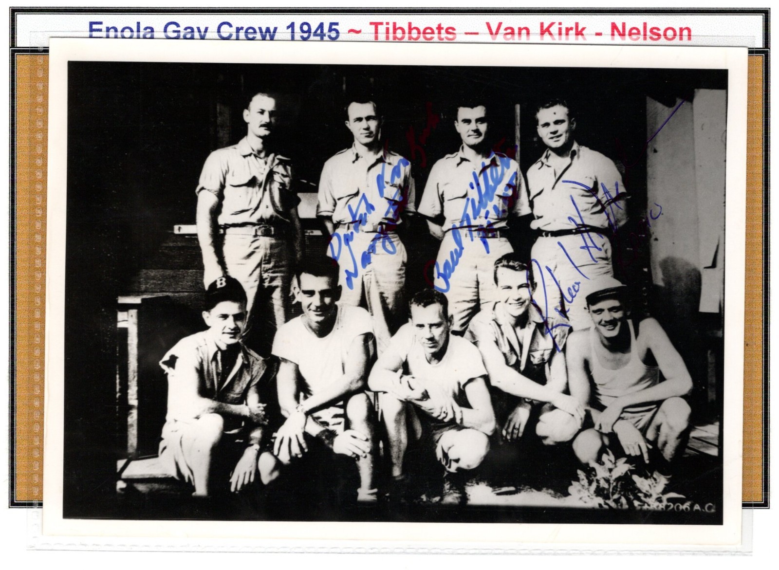 WWII Atomic Bomb: Vintage 5x7 Photo autographed by Tibbets & Van Kirk & Nelson