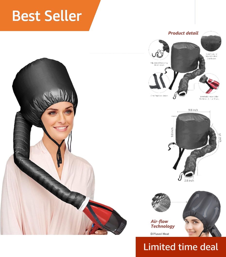 Adjustable Portable Hair Dryer Bonnet - Perfect for Curling & Conditioning