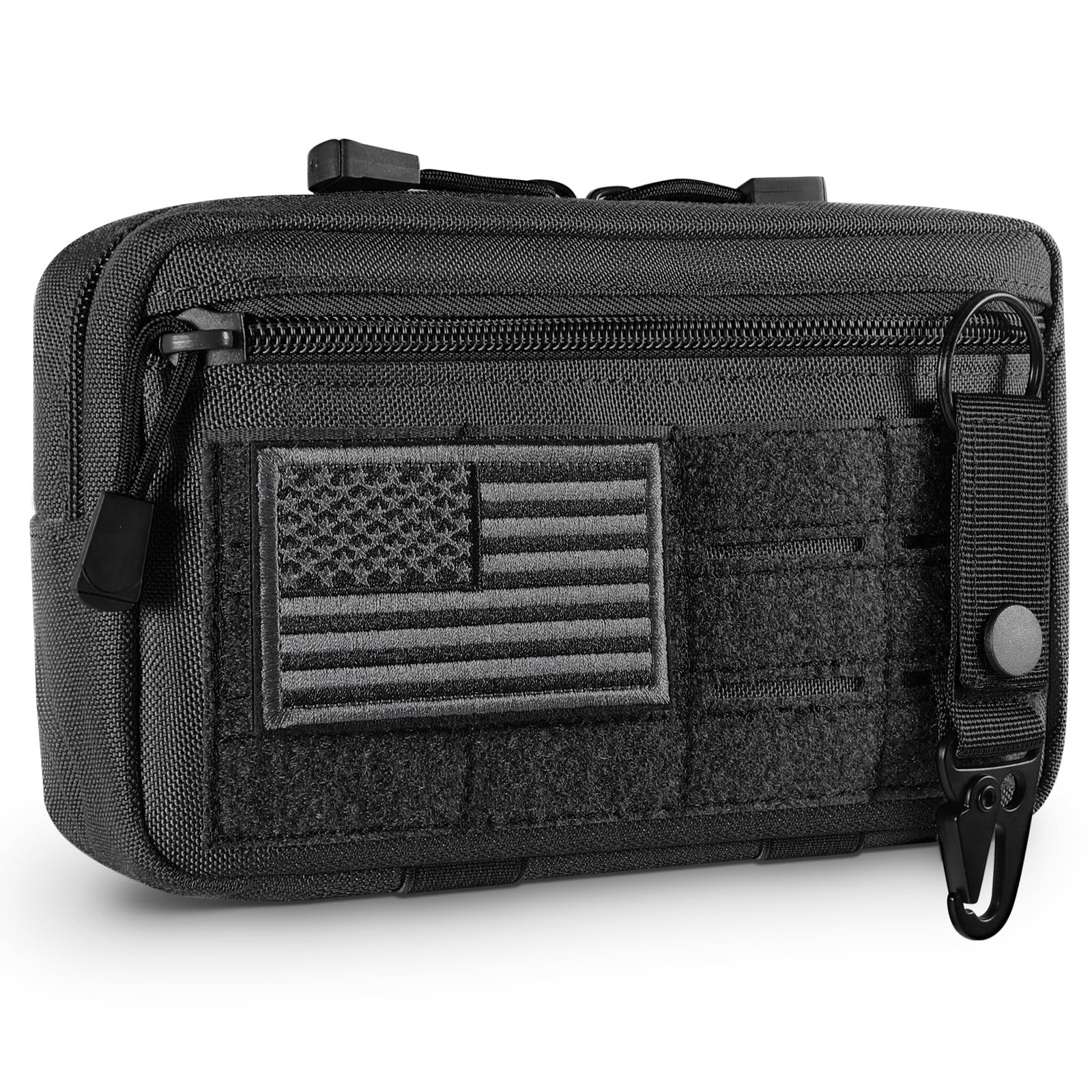 FRTKK Tactical Molle Admin Pouch Utility Laser Cut EDC Tool Bag Black 