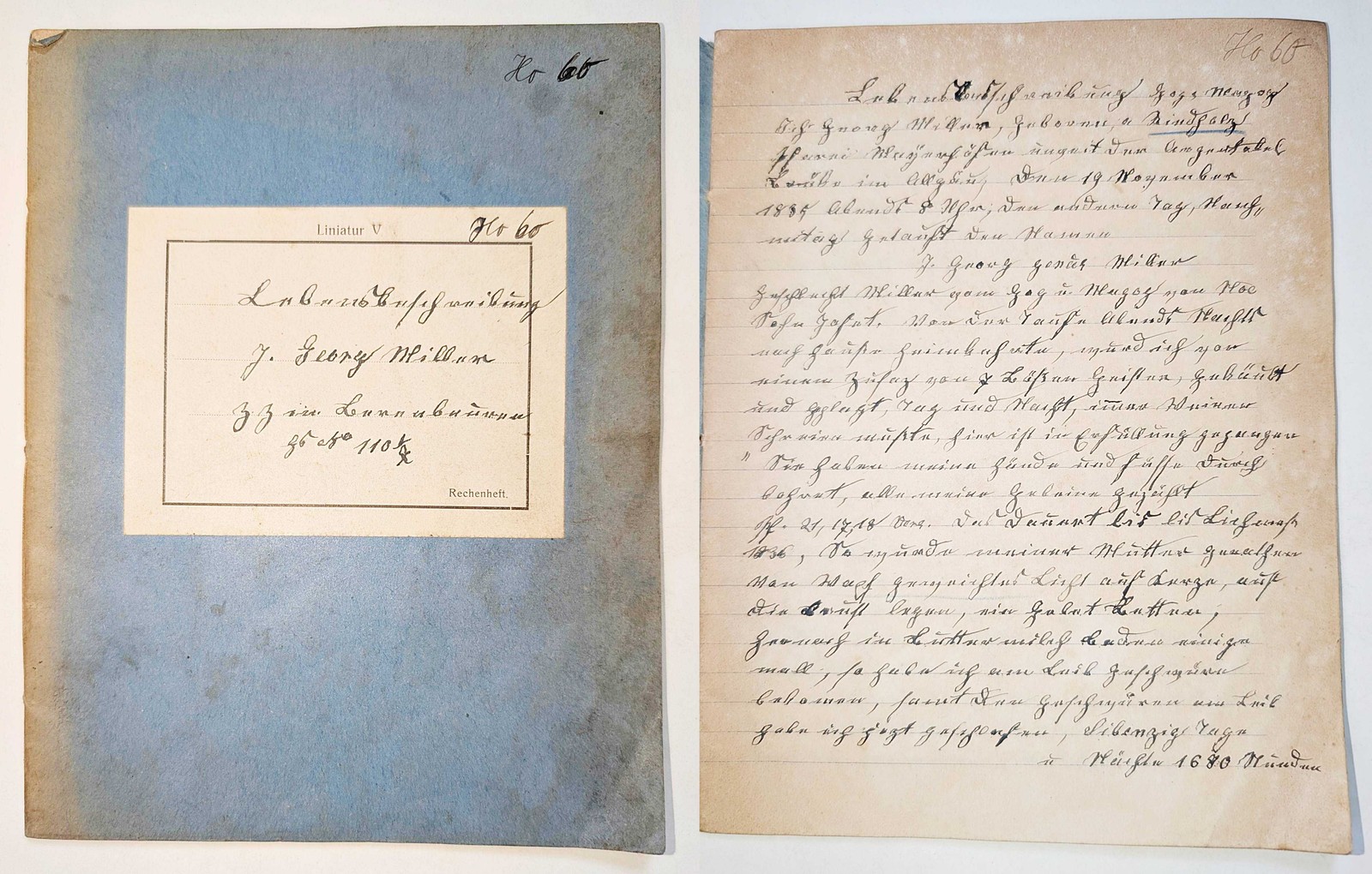 J.H.Miller Müller - Autobiography Bernbeuren Bavaria Allgäu Handwriting 1900