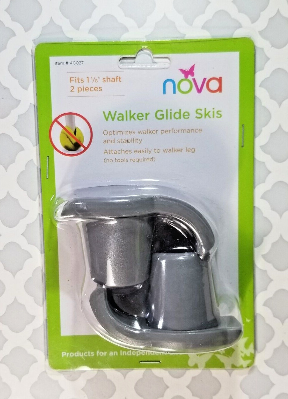 Walker Glide Skis Gray for 1"1/8 Walker Pair #40027GR by NOVA (For Walker Legs)