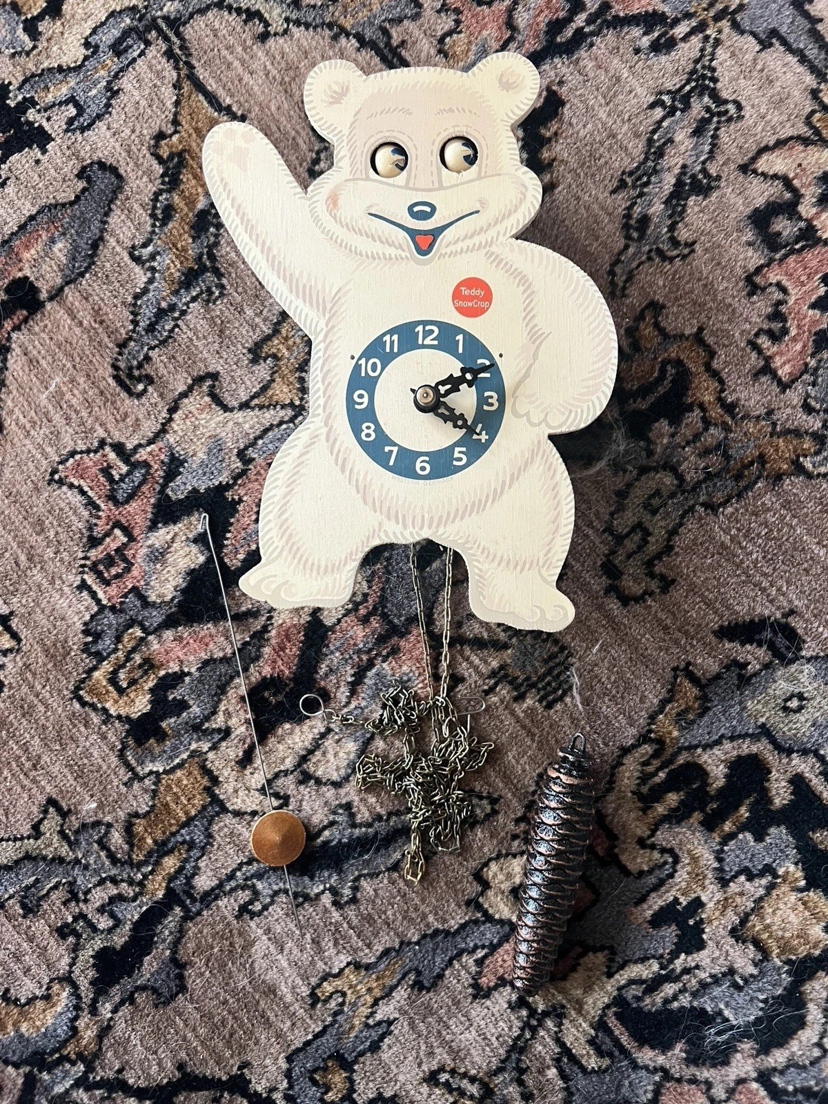 Vintage Teddy SnowCrop Black Forest Wall Clock + Original Package + Instructions