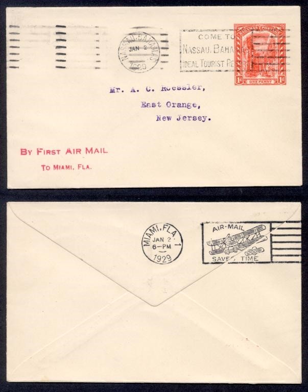 BAHAMAS 1D PC 1929 FF TO NASSAU