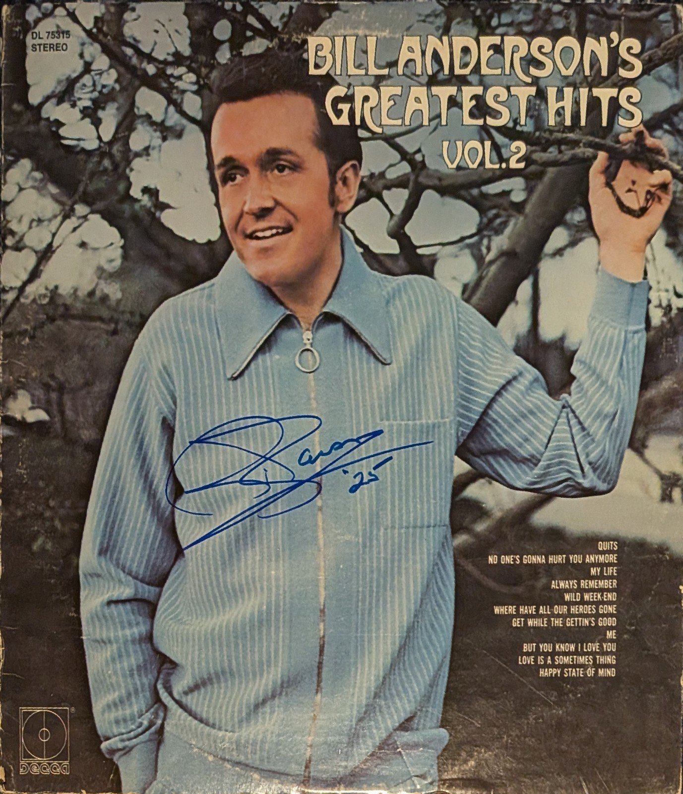 Bill Anderson Signed Greatest Hits Vinyl Record Album LP Autographed JSA COA 